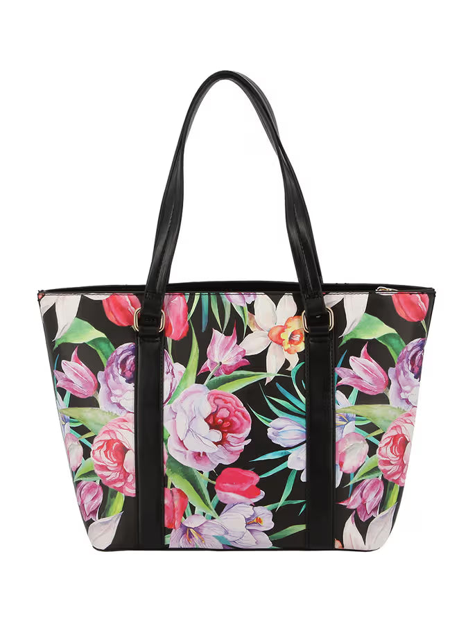 Aaliyah Floral Tote Black - One Size