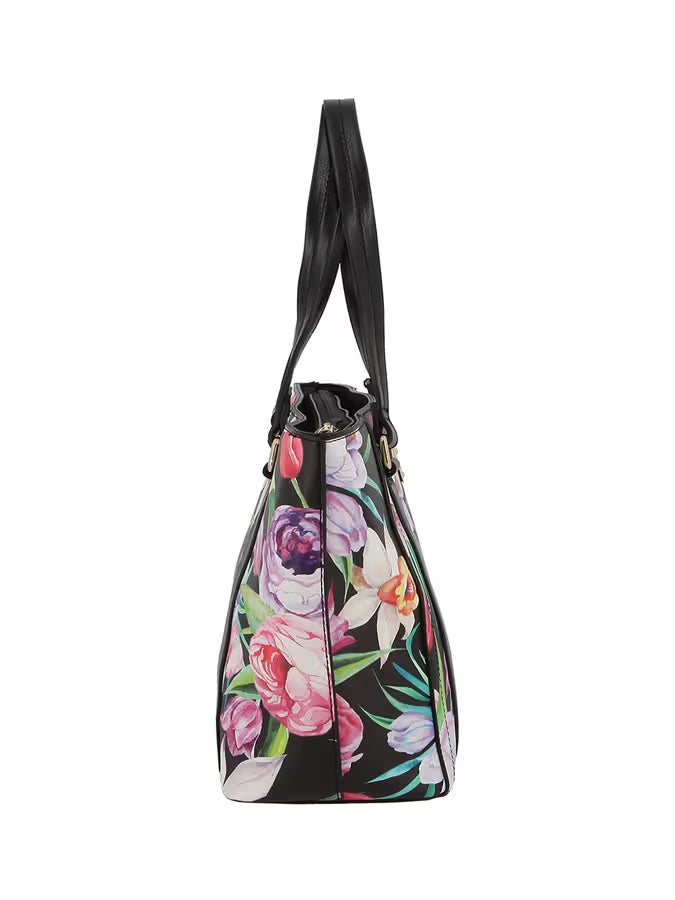 Aaliyah Floral Tote Black - One Size