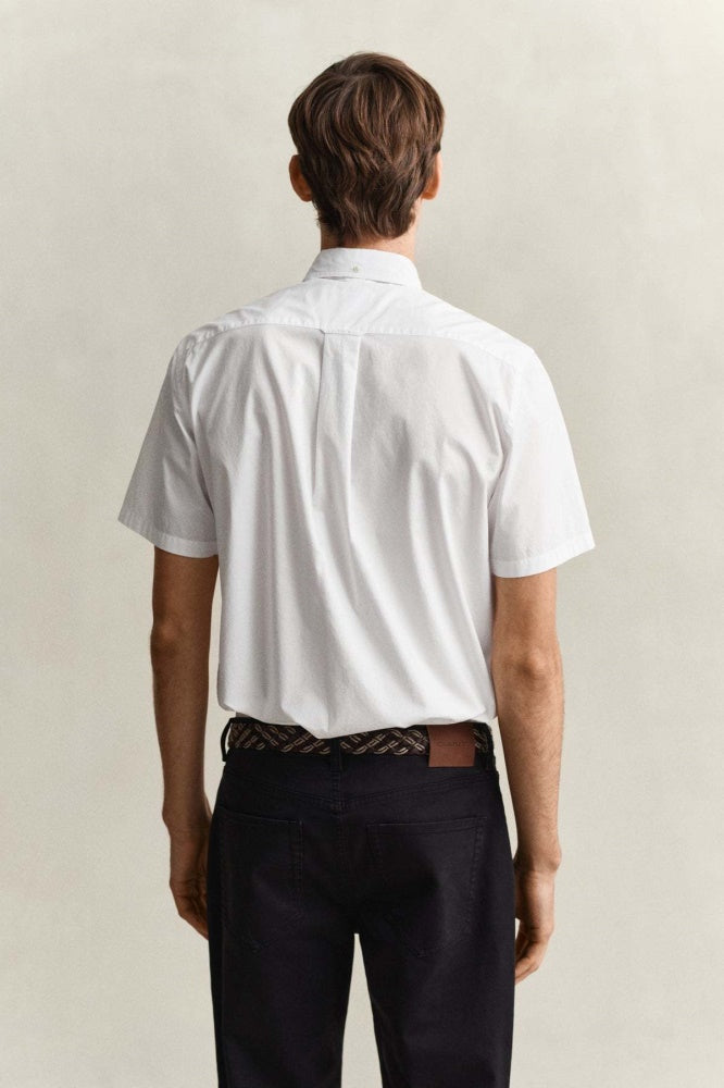Gant Regular Poplin Short Sleeve Shirt In White