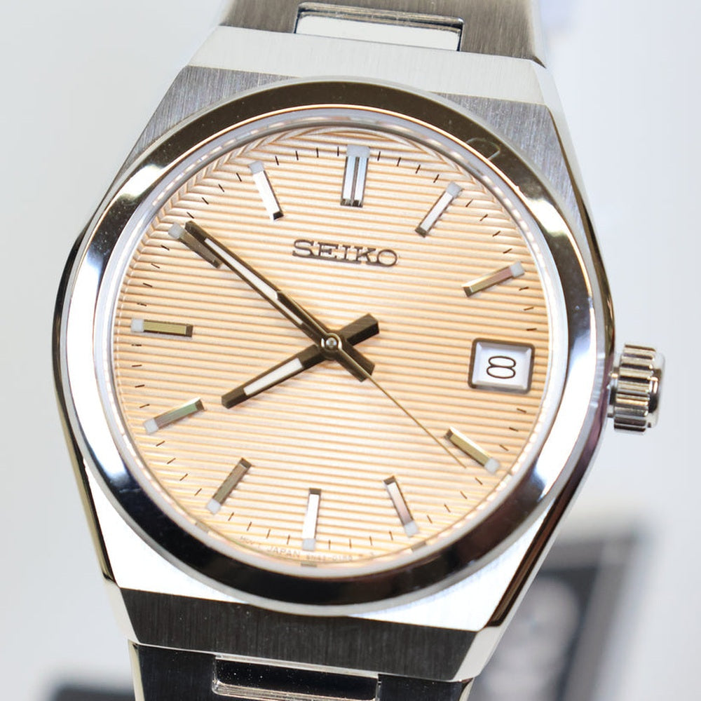 Seiko Ladies Pink Dial Watch In Silver