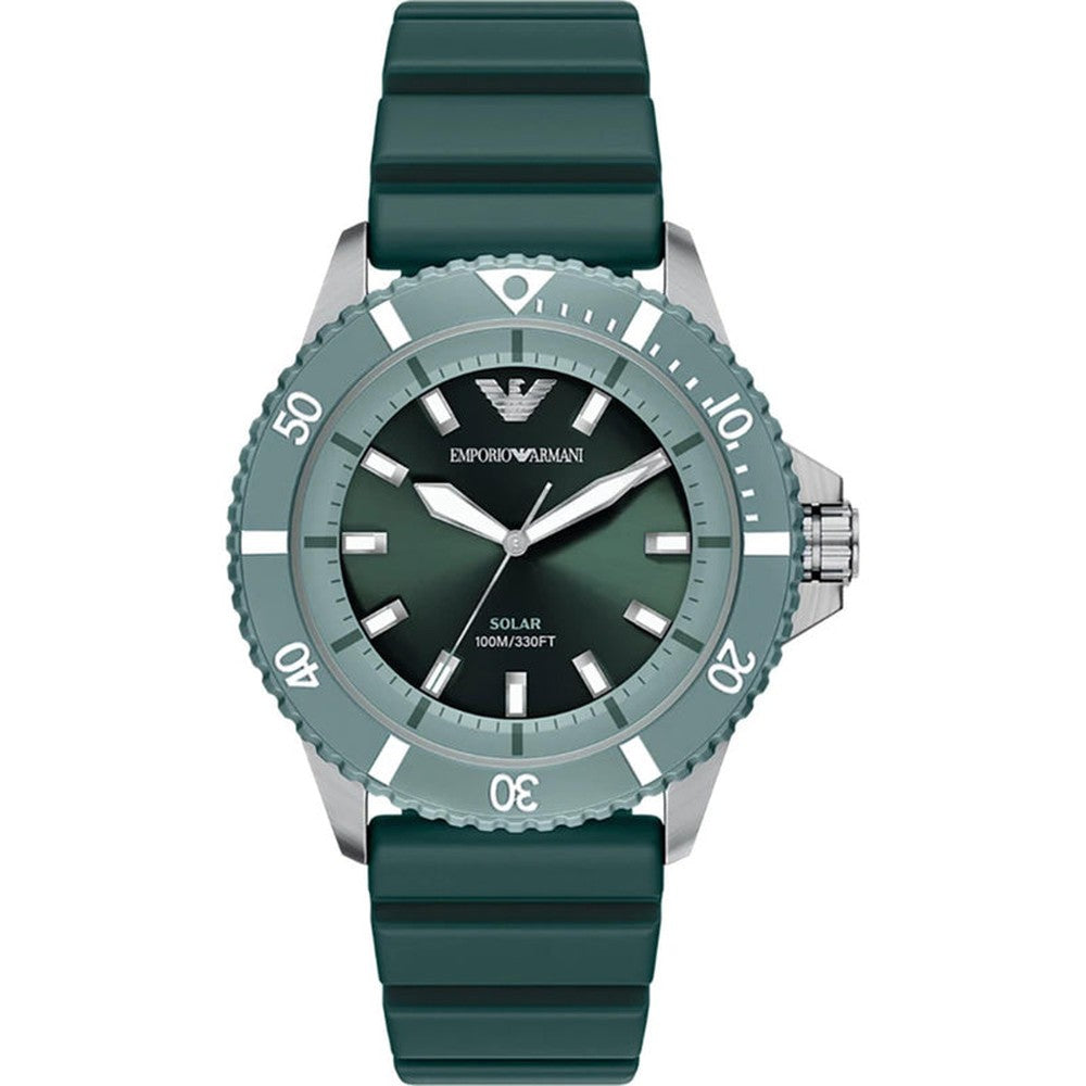 Emporio Armani Mens Green Dial Silicone Sports Watch In Green