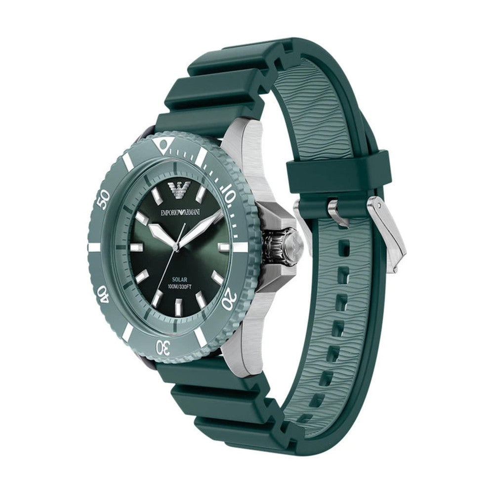 Emporio Armani Mens Green Dial Silicone Sports Watch In Green