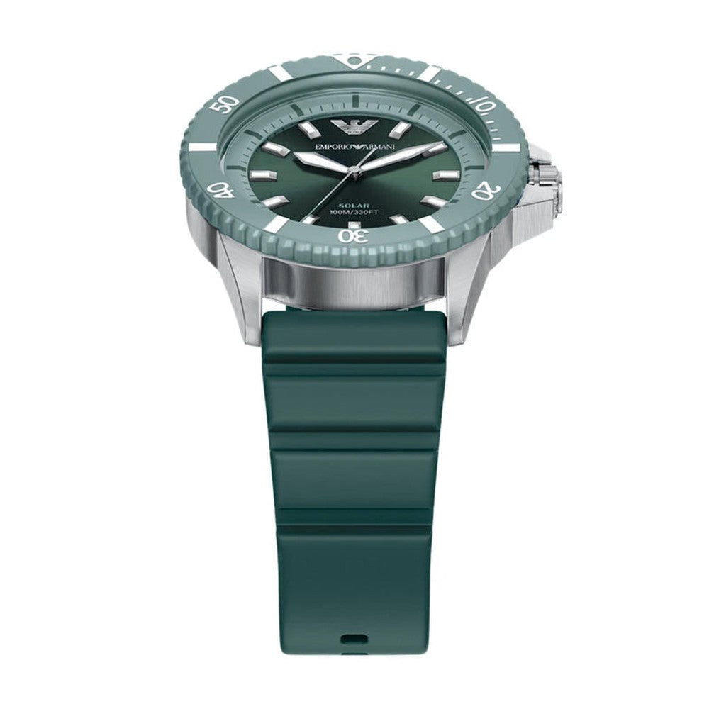 Emporio Armani Mens Green Dial Silicone Sports Watch In Green