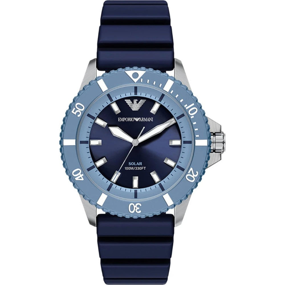 Emporio Armani Mens Green Dial Silicone Sports Watch In Blue