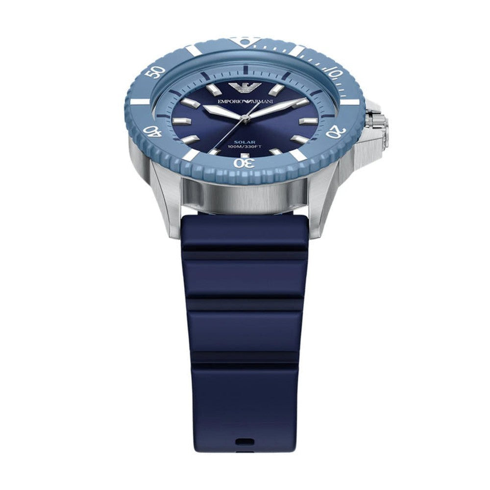 Emporio Armani Mens Green Dial Silicone Sports Watch In Blue