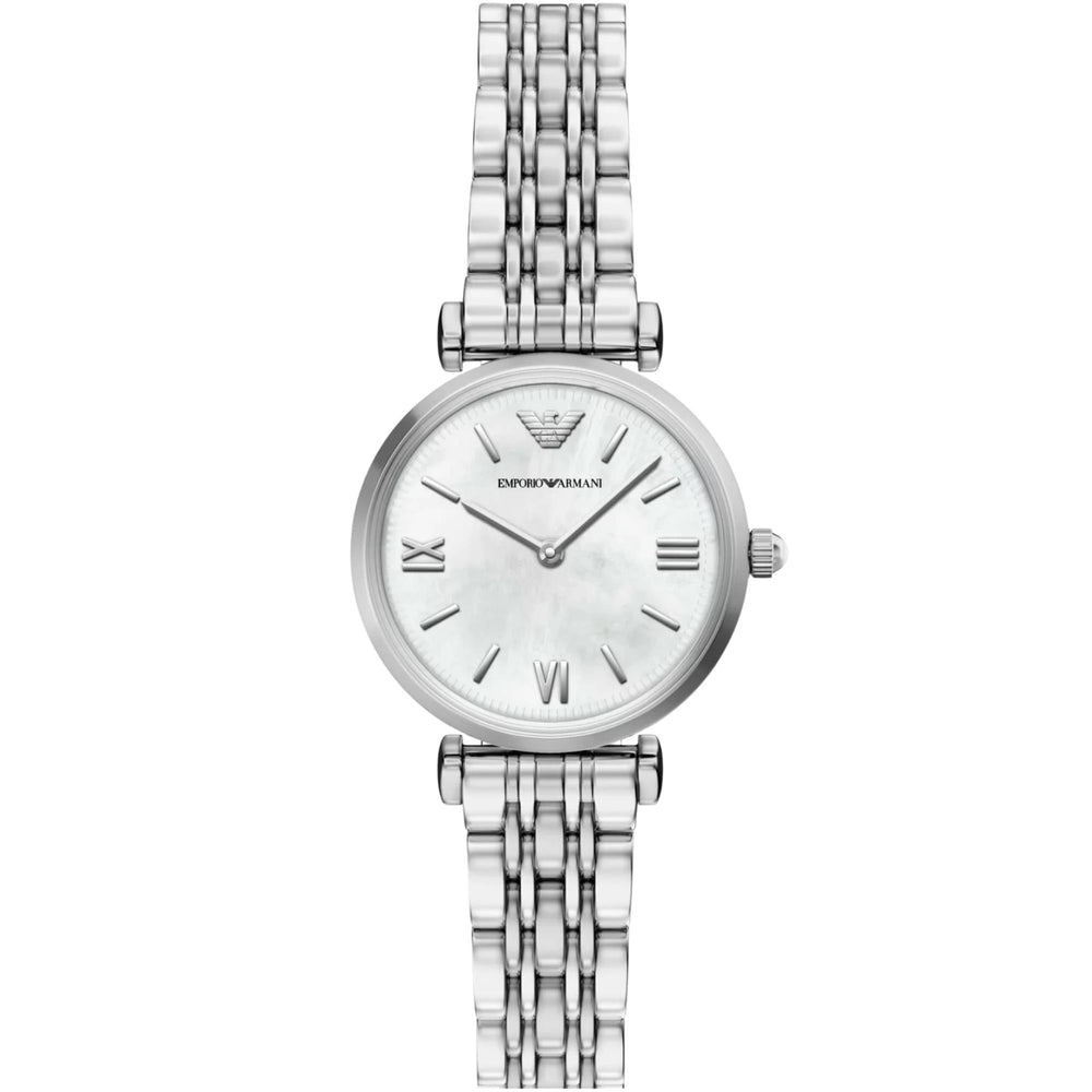 Emporio Armani Ladies Whited Dial Watch In Silver