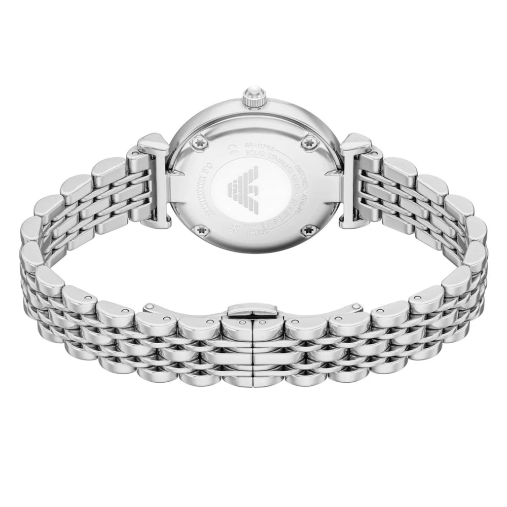 Emporio Armani Ladies Whited Dial Watch In Silver