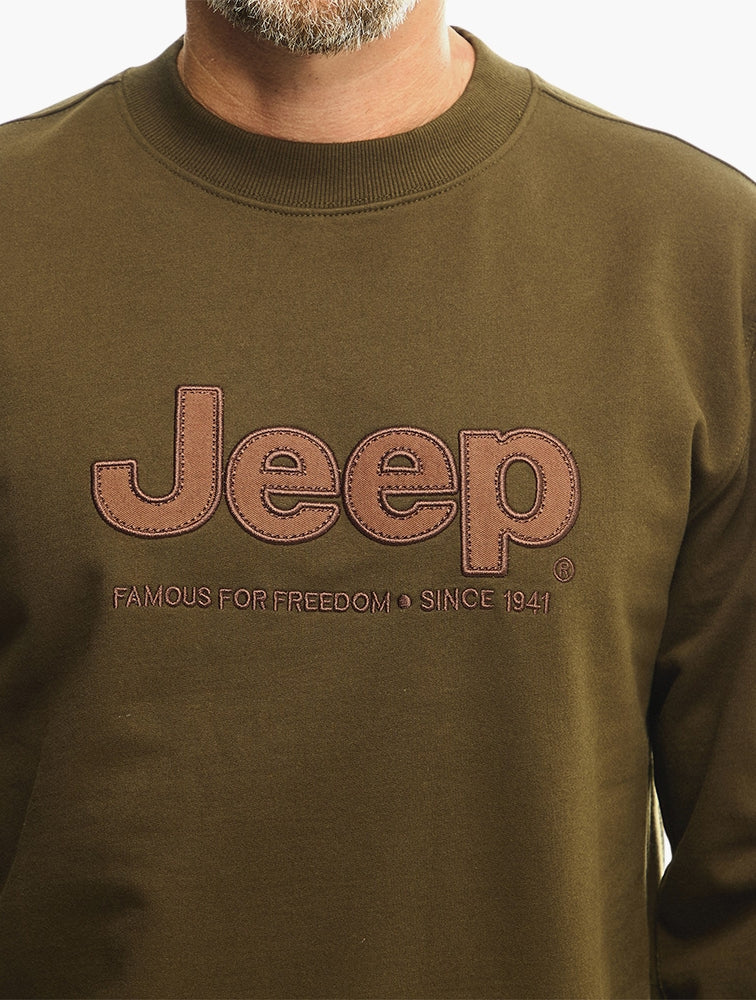 Jeep Mens Core Applique Fleece Sweatshirt In Olive