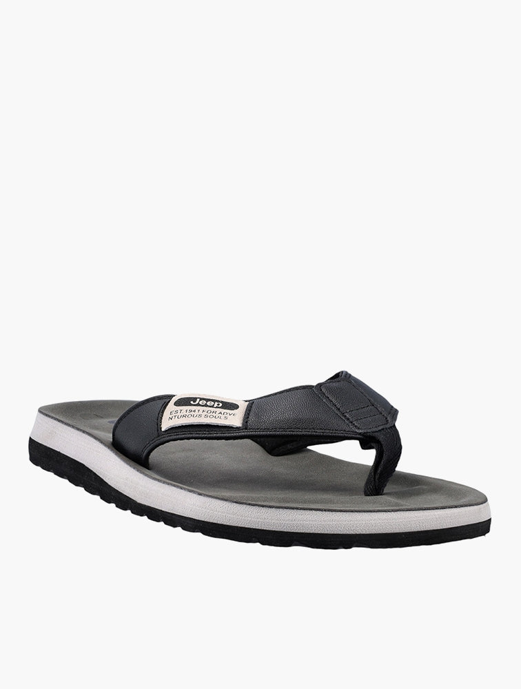 Jeep Mens Branded Thong Sandals In Black