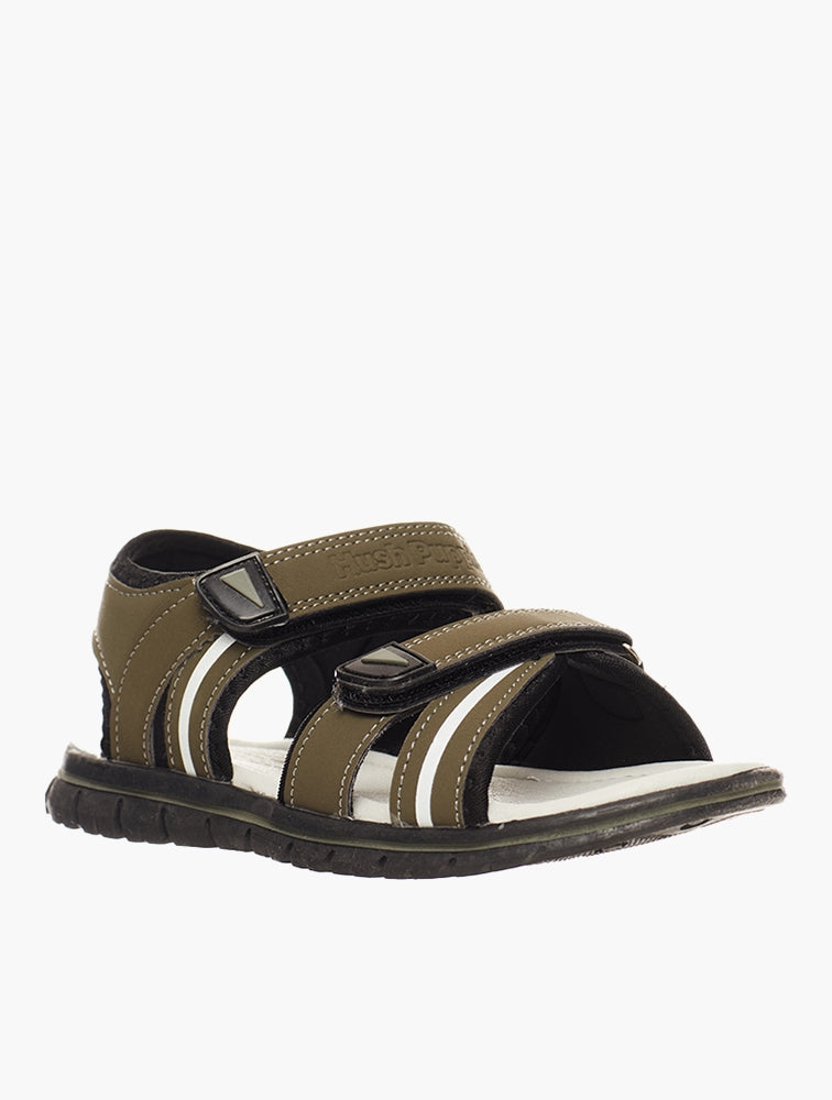 Hush Puppies Boys Steve Strap Sandals In Olive & Black