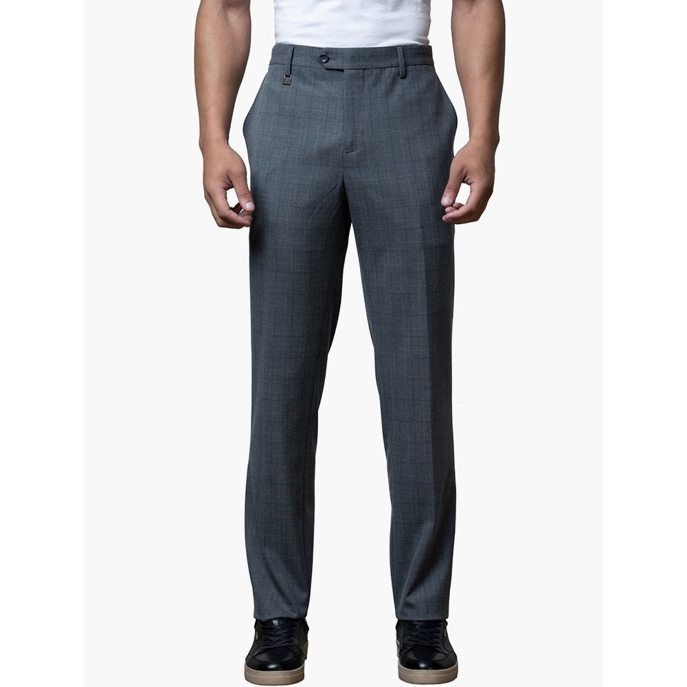 Polo Mens Custom Fit Check Trousers In Grey