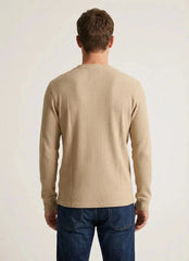 Ben Sherman Henley Long Sleeve Waffle Knit Sweatshirt In Cornstalk