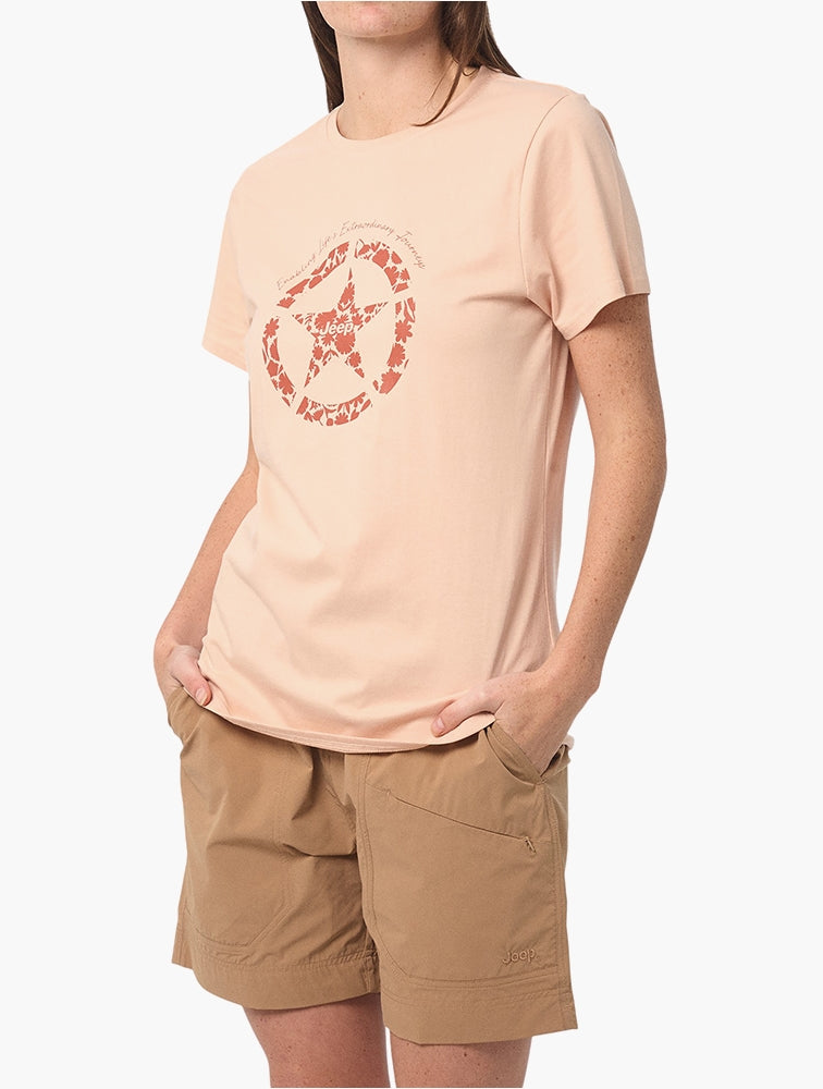 Jeep Womens Star T-Shirts In Pink