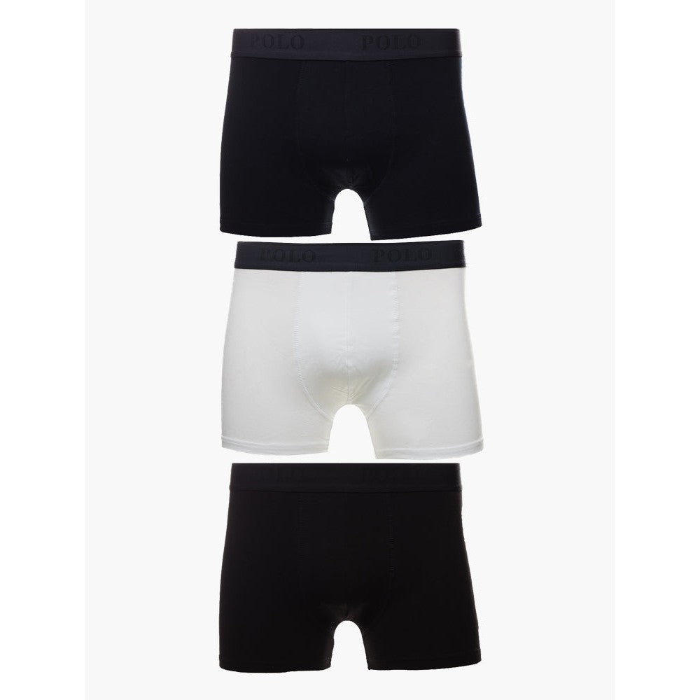 Polo Mens Multi Knite Boxer 3 Pack In Navy/Black/White
