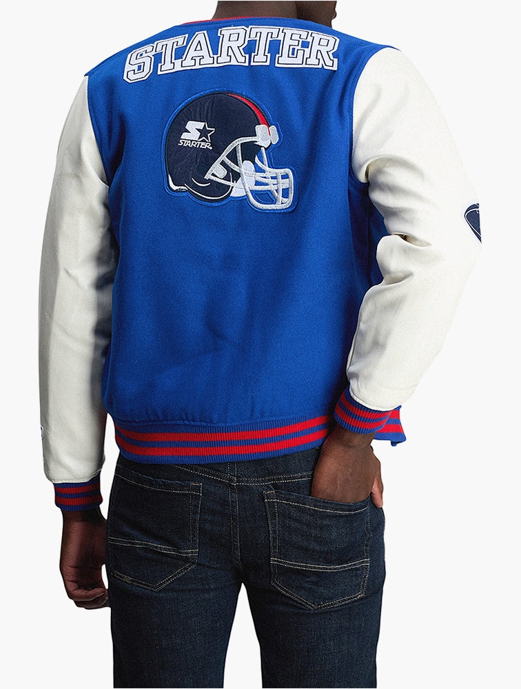 Starter Mens College Jacket In Royal & White