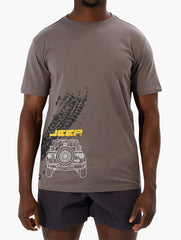Jeep Mens Fashion Graphic Basic T-Shirt In Charcoal
