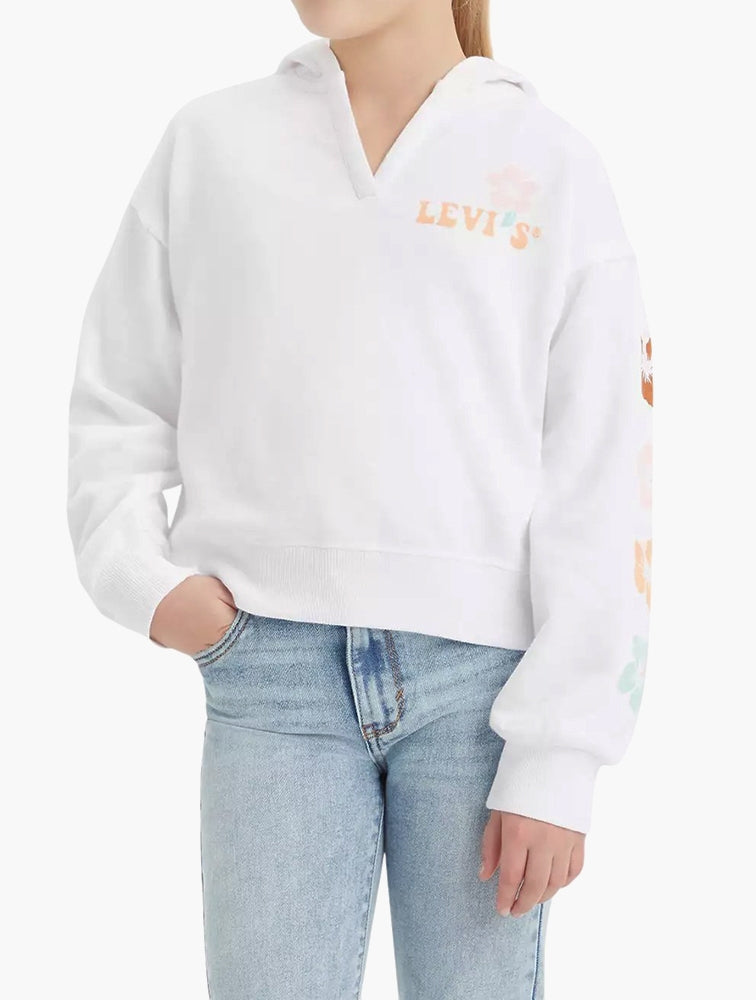 Levis Girls Hibiscus Hoodie Bright White