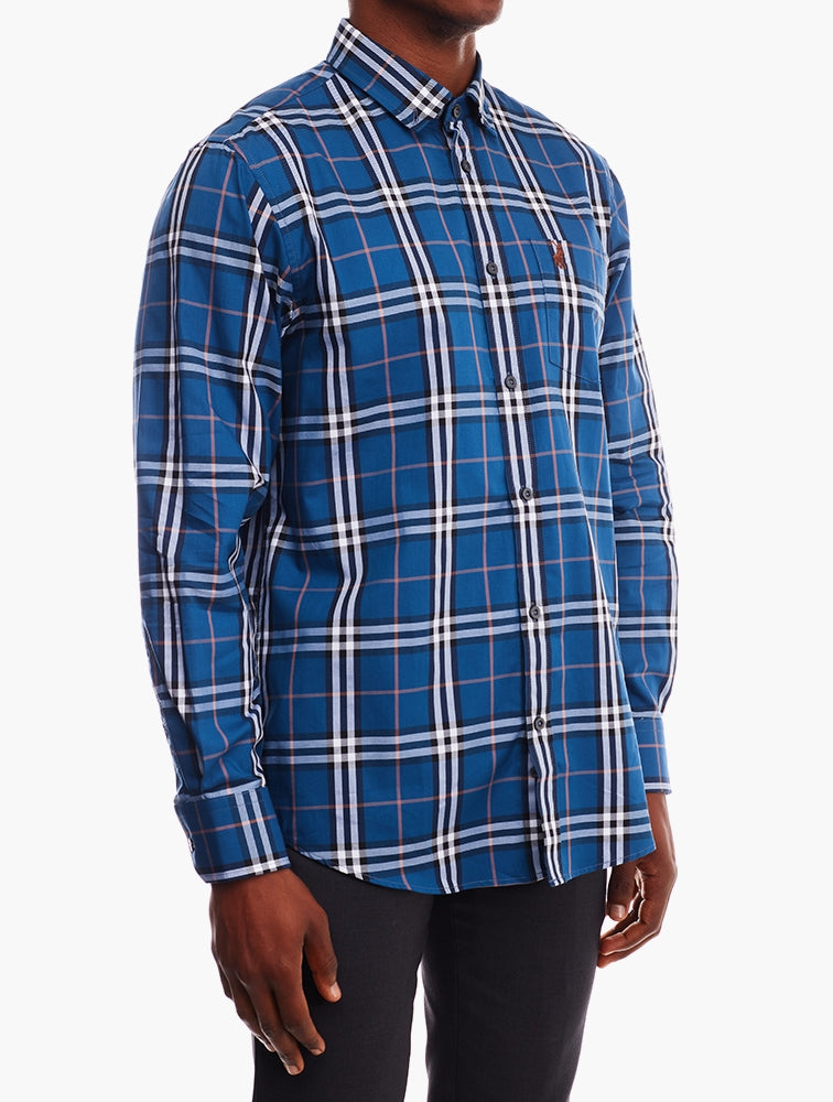 Polo Mens Large Check Shirt In Navy