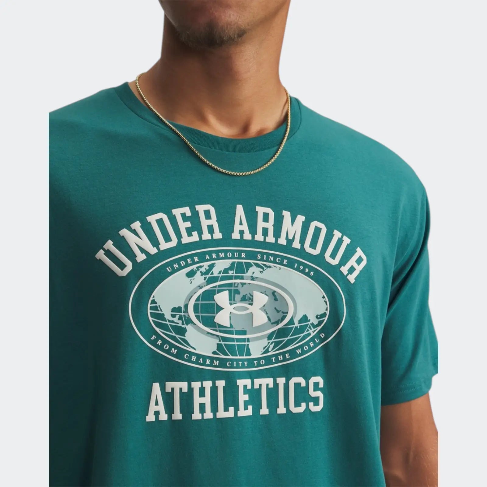 Under Armour Mens Armor Globe Short Sleeves T-ShirtsIn Teal
