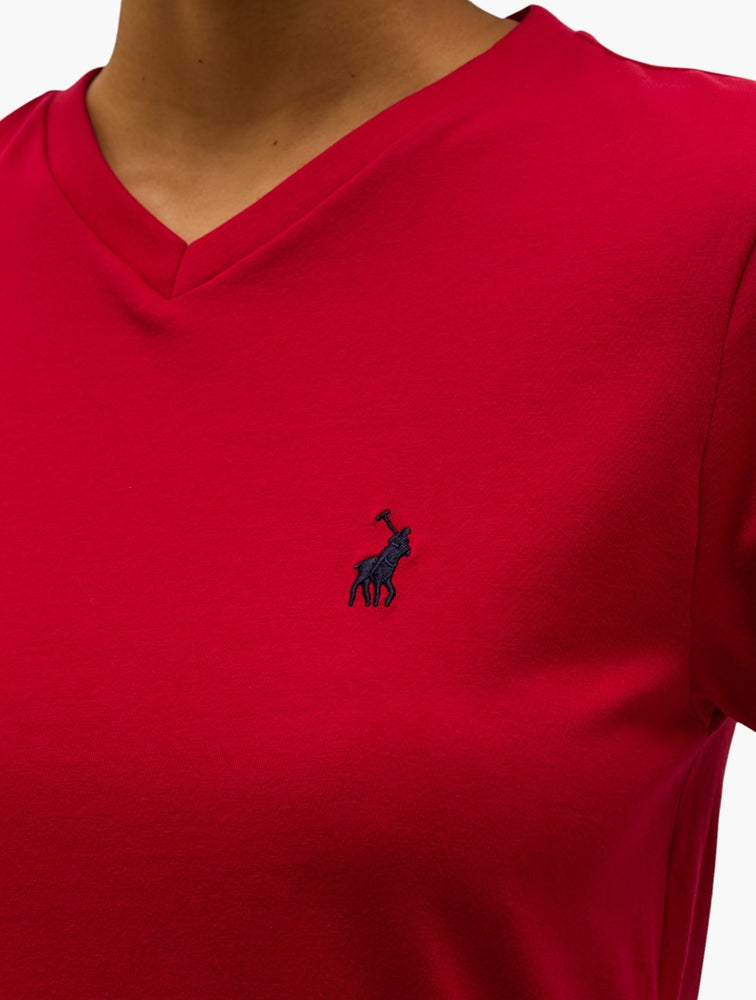 Polo Womens Red Essential V Neck T-Shirt