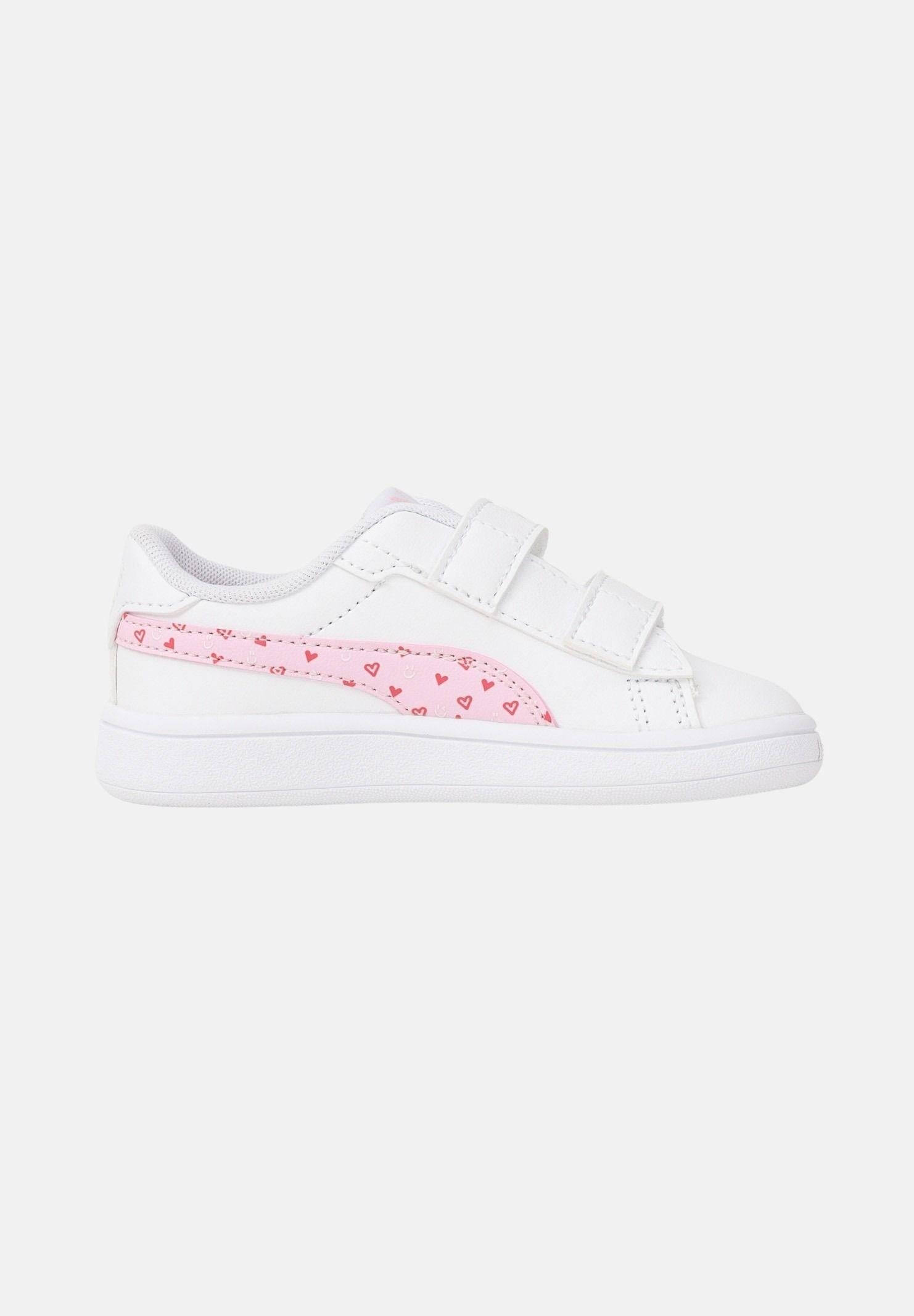Puma Girls Smash 3.0 Hearty V Inf White Pink