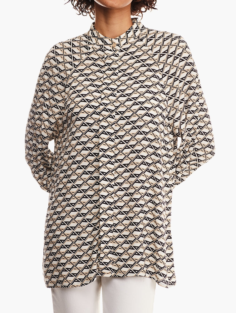 Polo Womens Grace Long Sleeve Printed Blouse In Black & White