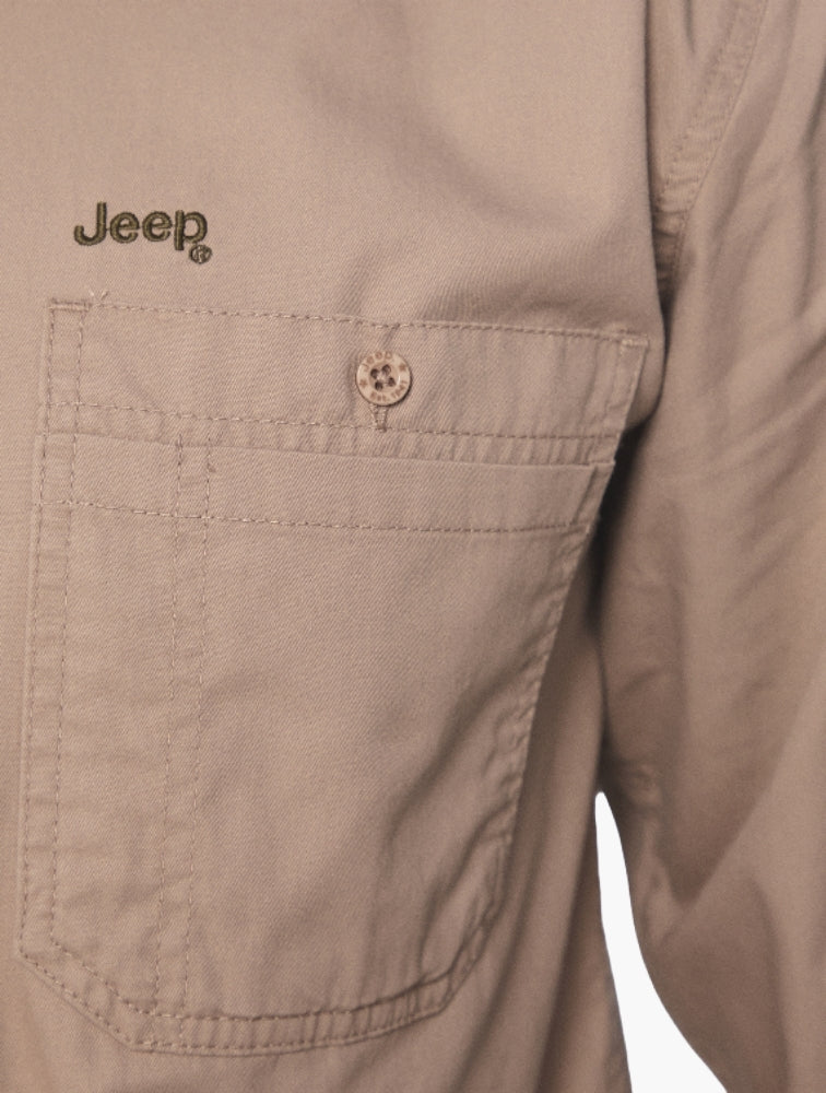 Jeep Mens Willys Workshirt Long Sleeves Khaki