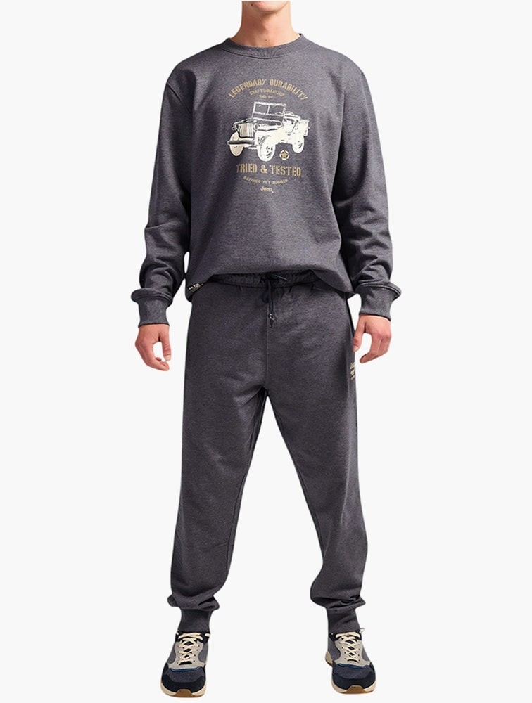 Jeep Mens Fleece Jogger Pants In Navy Melange