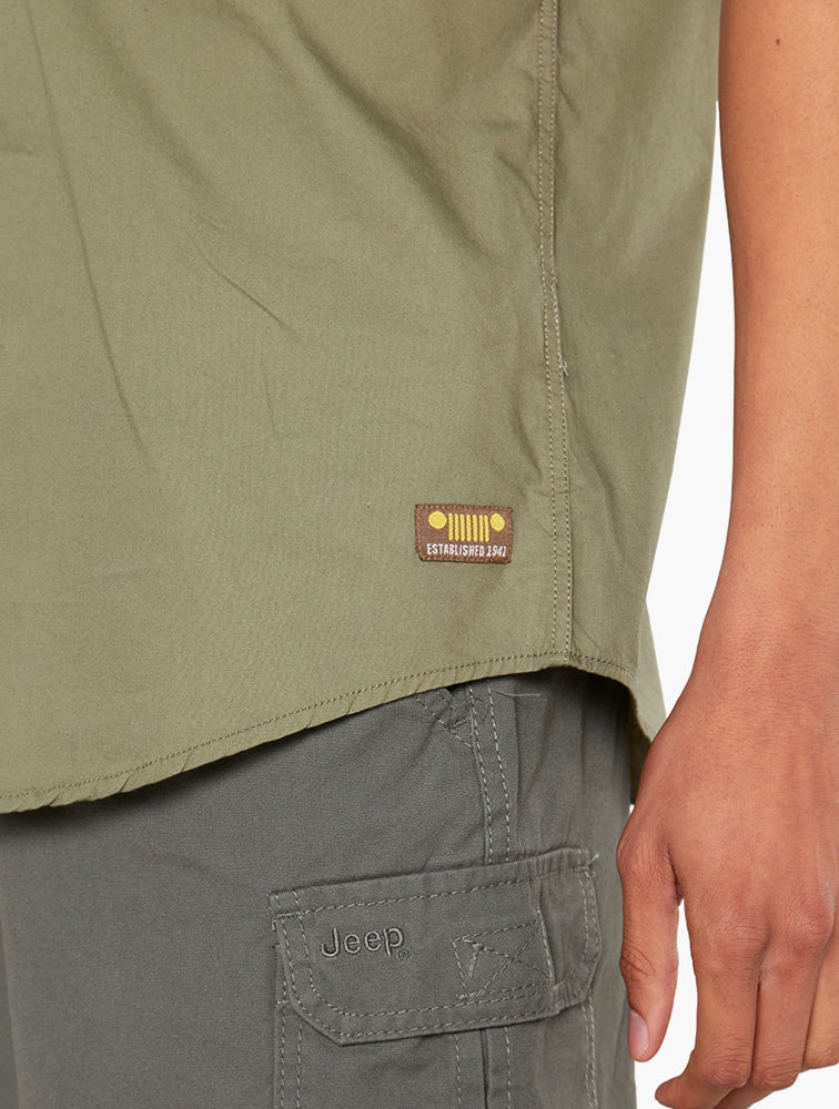 Jeep Short Sleeve Safari Shirt With Back Vent In Olive