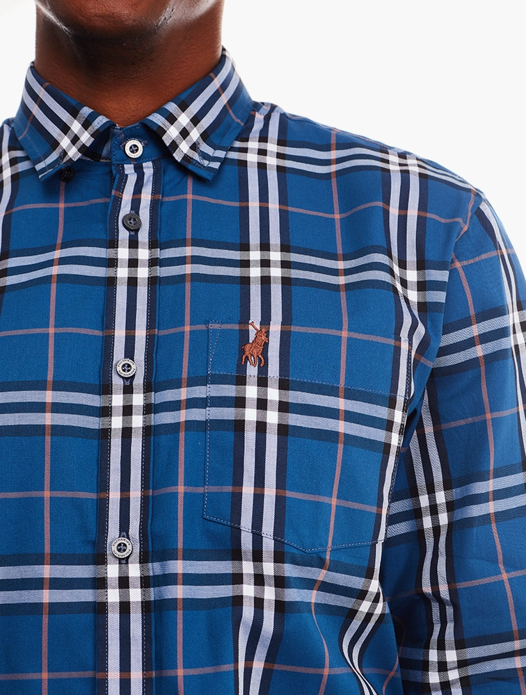 Polo Mens Large Check Shirt In Navy