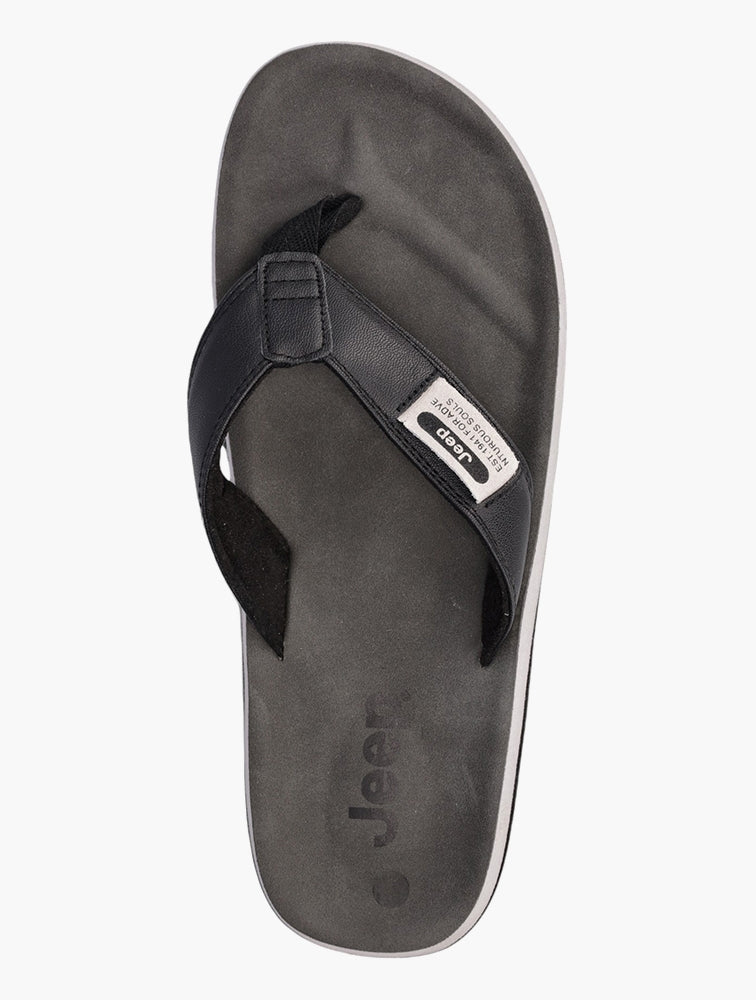 Jeep Mens Branded Thong Sandals In Black