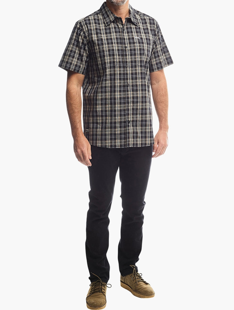 Jeep Mens Yarndye Check Shirt In Multi Black