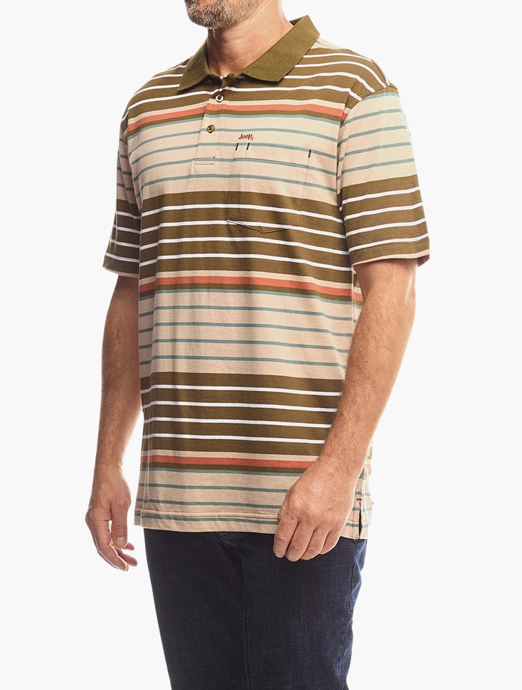 Jeep Yarndye Stripe Polo Golfer In Multi