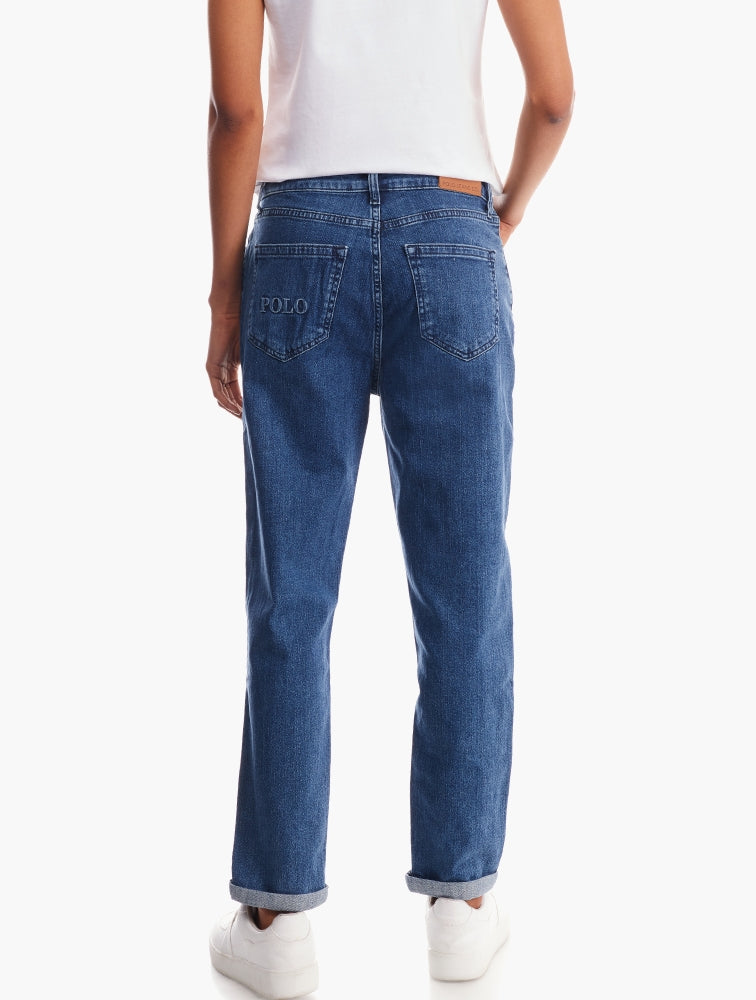 Polo Women's Mid Mom Jean In Medium Wash