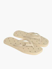 Polo Ladies Squoval Monogram Off White Flip Flops