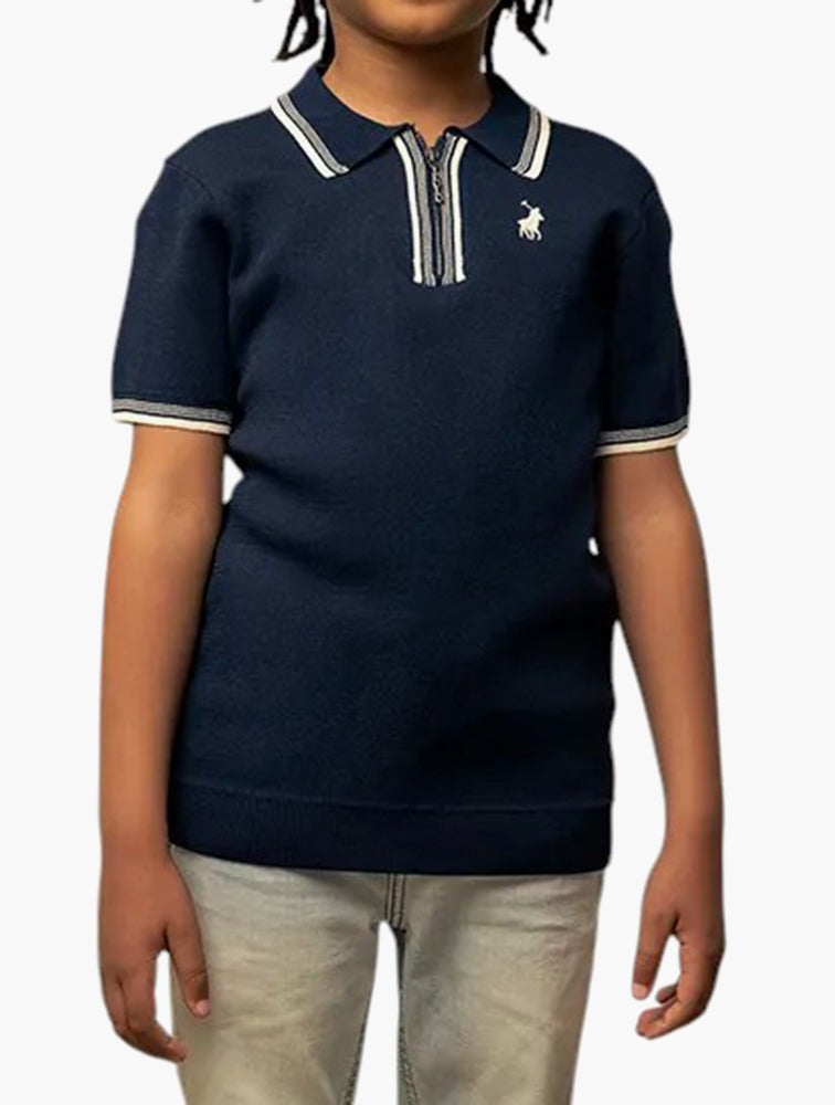 Polo Boys Scott Short Sleeve Quarter Zip Golfer In Navy