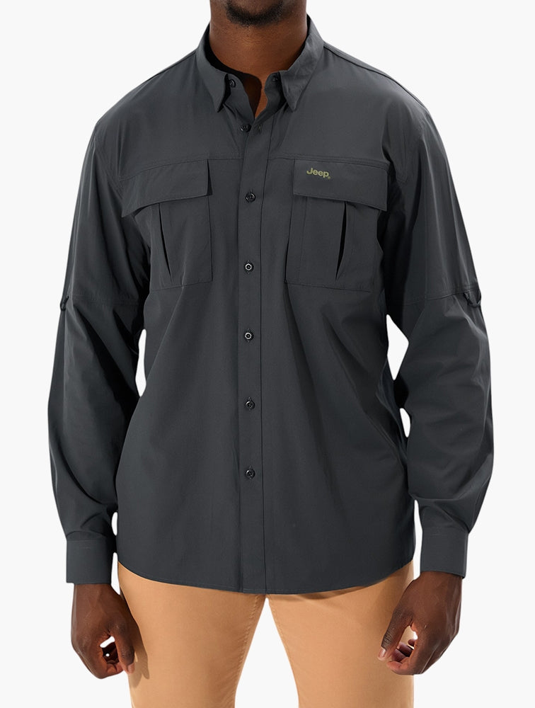 Jeep Mens Tech Utility Shirt In Charcoal