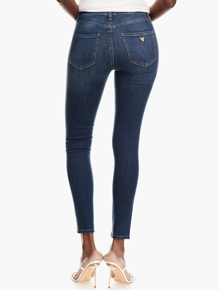 Guess Womens High Rise Skinny Jeans In Dark Wash