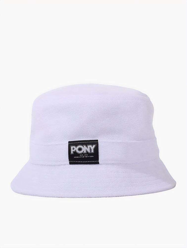 Pony Mens Towelling Hat In White & Black