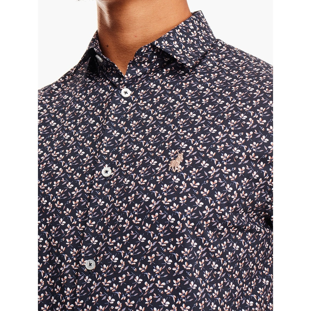 Polo Mens Floral Print Shirt In Navy