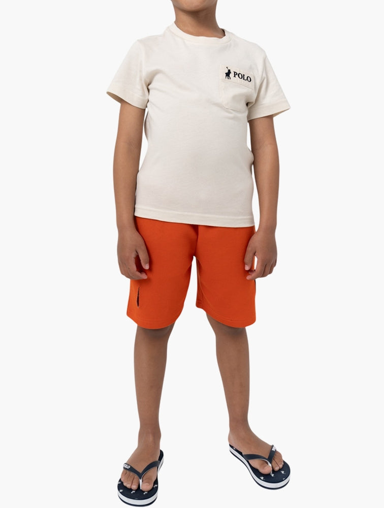 Polo Boys Luke Patched Pocket T-Shirt In Sand