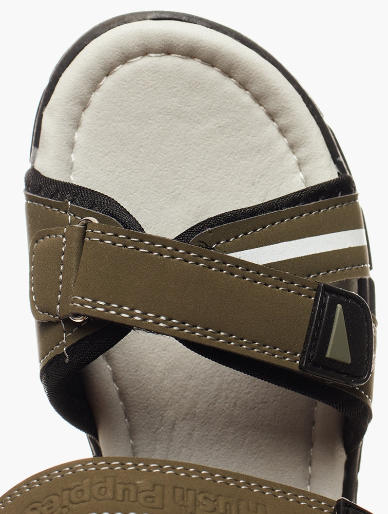 Hush Puppies Boys Steve Strap Sandals In Olive & Black