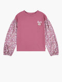 Levis Girls Puff Sleeve Woven Top In Rose Wine