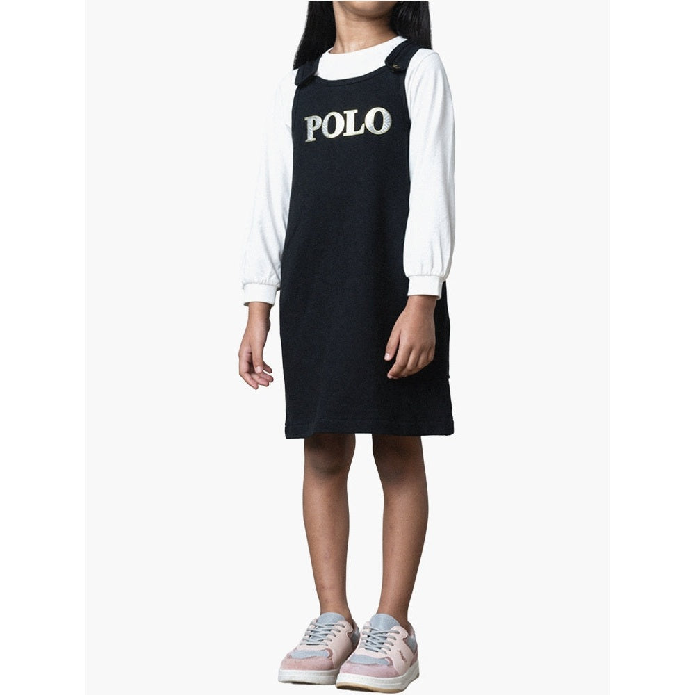 Polo Girls Terri Sleeveless Pinafore In Black