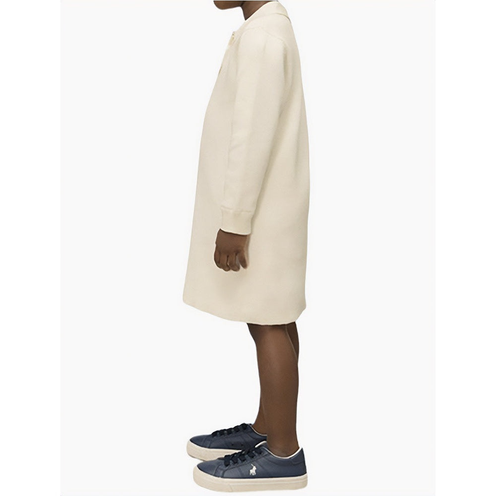 Polo Girls Addison Long Sleeve Knitted Golfer Dress In Milk
