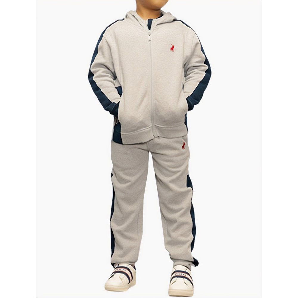 Polo Griffin Colour Blocked Zip Thru Hoody In Grey