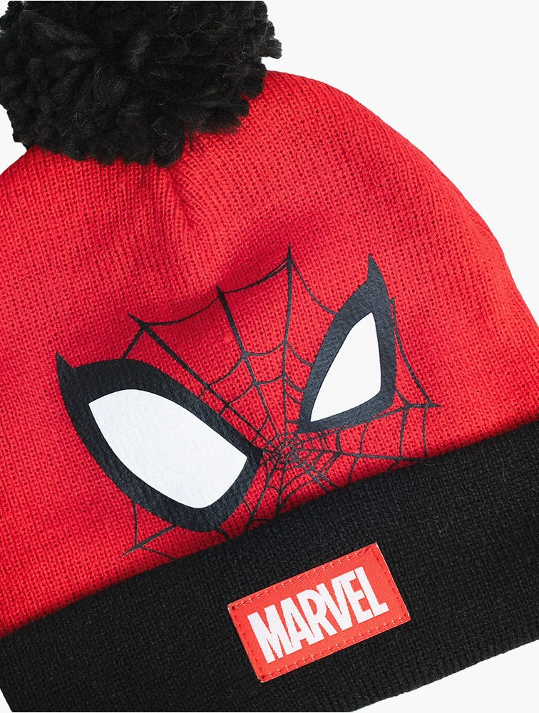 Character Group Boys Spiderman One Up Beanie In Red/Black