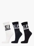Jeep 3 Pack Crew Socks In Black/Navy/White