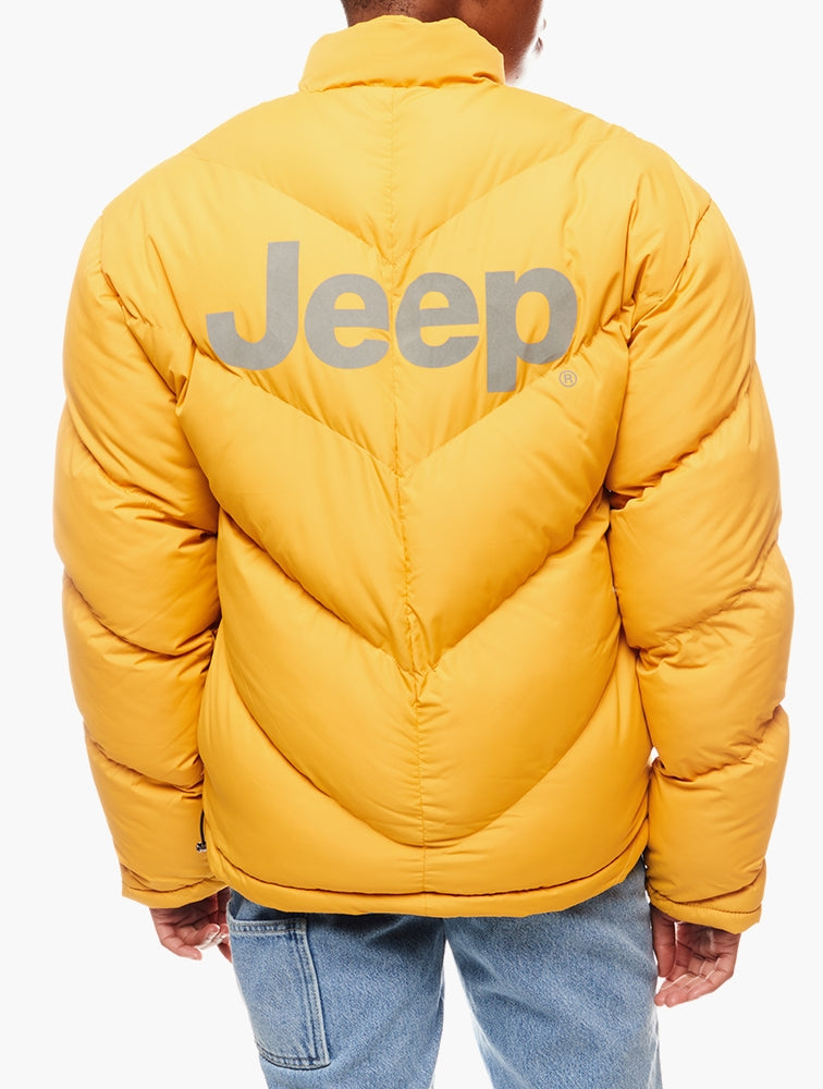 Jeep Womens Reversible Puffer Jacket In Yellow