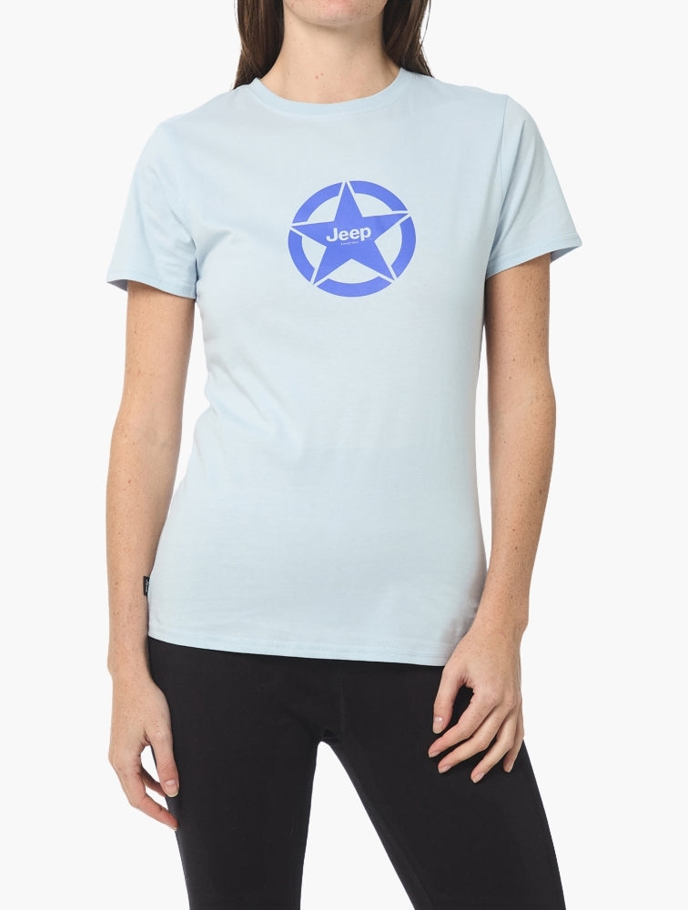 Jeep Womens L-Iconic Fashion Star Logo T-Shirt Blue